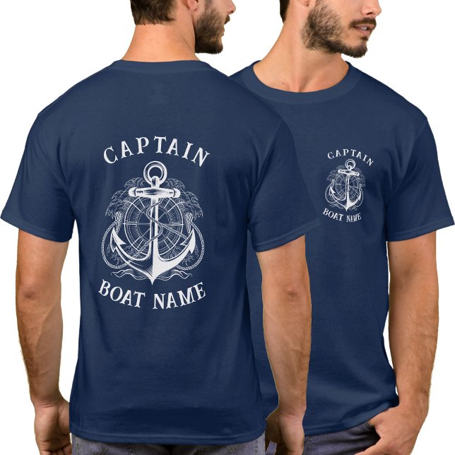 Personalised Nautical Captain Boat Name Anchor     T-Shirt (Creator Uploaded)
