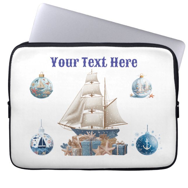 "Personalised Nautical Christmas Laptop Bag – Fest (Front)