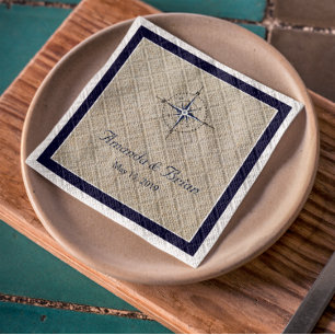 Personalised Nautical Compass Wedding Napkins