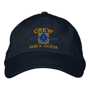 Personalised Nautical Crew Monogram & more Embroidered Hat