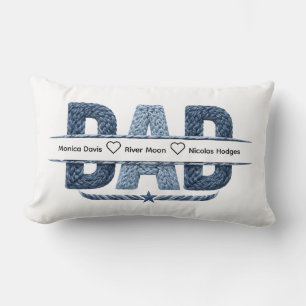 Personalised Nautical Dad Rope Monogram Family Lumbar Cushion