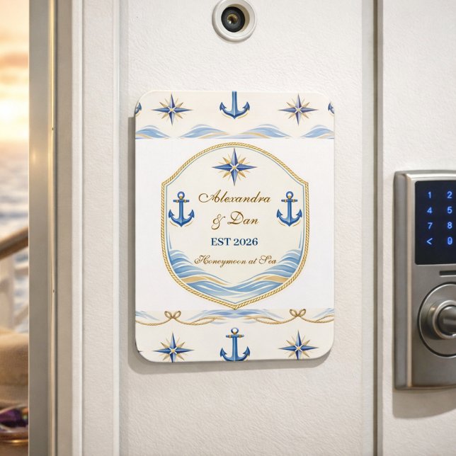 Personalised Nautical Honeymoon Crest Magnet (Creator Uploaded)