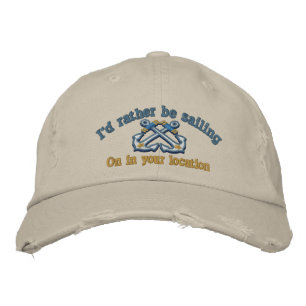 Personalised Nautical I'd rather be sailing Embroidered Hat