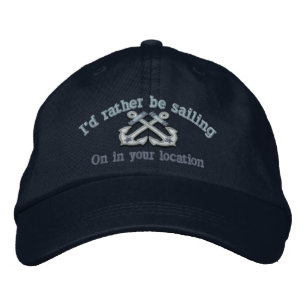 Personalised Nautical I'd rather be sailing Embroidered Hat