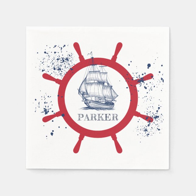 Personalised Nautical Marine Napkin (Front)