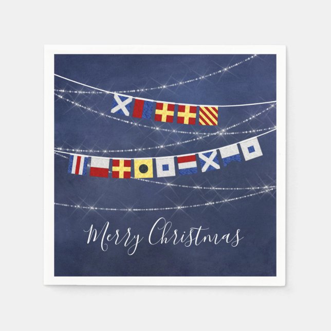 Personalised #Nautical Merry Christmas Signal Flag Napkin (Front)