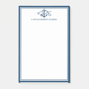 Personalised Nautical Navy Blue Anchor Post-it Notes