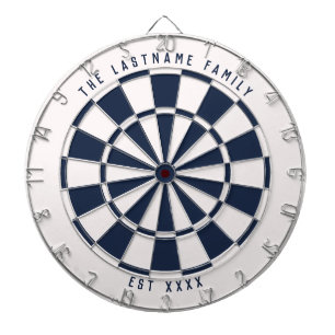 Personalised Nautical Navy Blue and White Dartboard