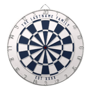 Personalised Nautical Navy Blue and White Dartboard