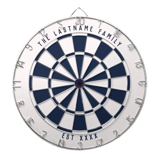 Personalised Nautical Navy Blue and White Dartboard (Front)