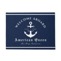 Personalised Nautical Navy Blue Welcome Aboard 