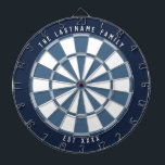 Personalised Nautical Navy Blues & Off-White Dartboard<br><div class="desc">Custom text dartboard with a nautical colour scheme featuring a dark navy blue frame and 2 shades of blue on the dartboard with an off-white mix.</div>