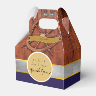 Personalised NAUTICAL rustic ships wheel Gable Favour Box