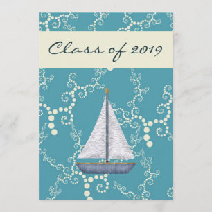 Personalised Nautical Sailboat Graduation Invite