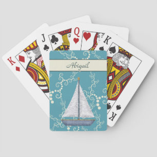 Personalised Nautical Sailboat Playing Cards