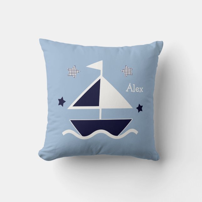 Personalised "Nautical/Sailboat/Stars" Pillow (Front)