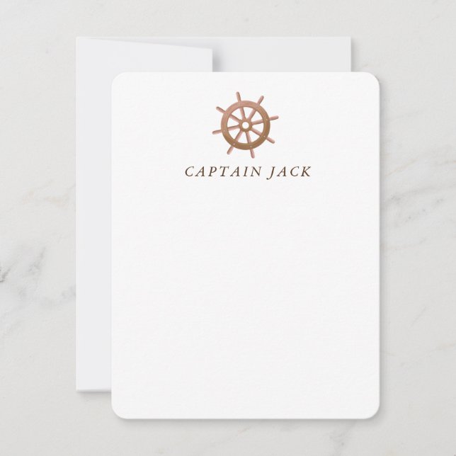 Personalised Nautical Ship Helm Note Card (Front)