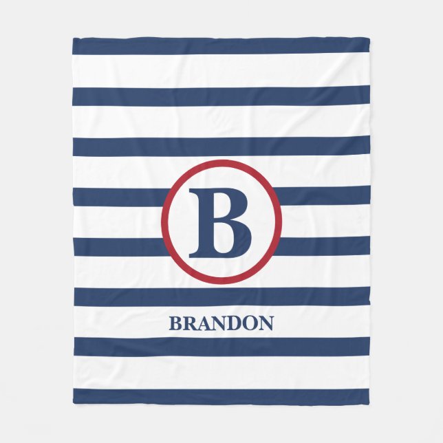 Personalised nautical striped kid’s blanket (Front)