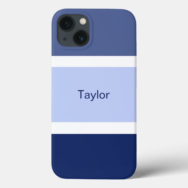 Personalised Nautical Stripes Blue and White Case-Mate iPhone Case (Back)