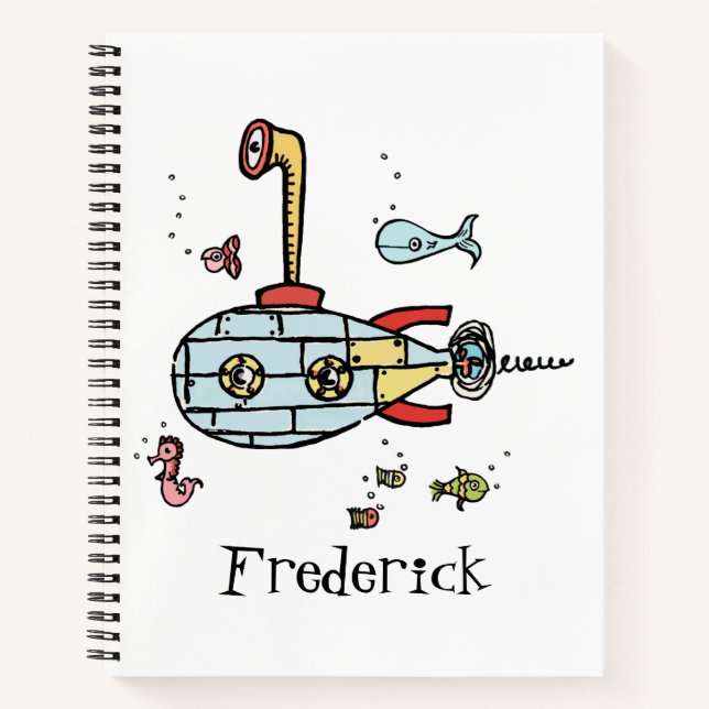 Personalised Nautical Submarine Under Water Notebook (Front)