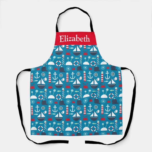 Personalised Nautical Symbols Chef's Apron (Front)