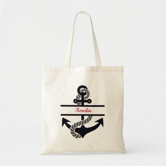 Personalised Nautical Tote Bag with Anchor (Front)