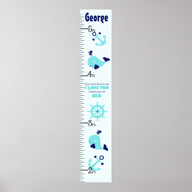 Personalised Nautical Whale Quote Growth Chart (Front)