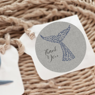 Personalised Nautical Whale Tail Art Classic Round Sticker