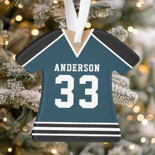  Personalised Navy and Black Hockey Jersey Ornament