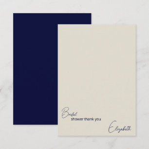 Personalised Navy and Cream Blank Bridal Shower Thank You Card