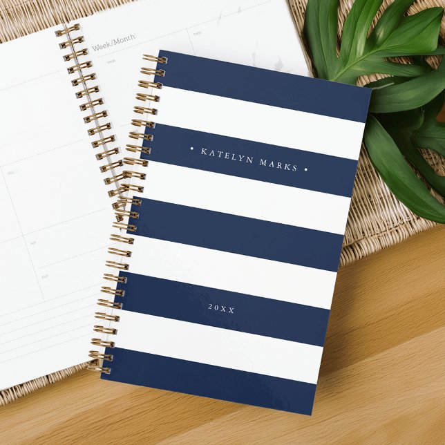 Personalised Navy and White Stripe Planner (Creator Uploaded)