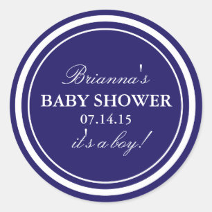 Personalised   Navy Baby Shower Stickers