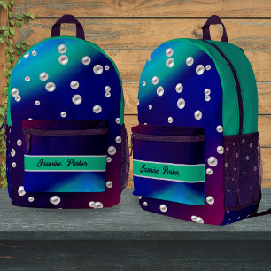 Personalised Navy Back-to-school Pearls Girls Camp Printed Backpack