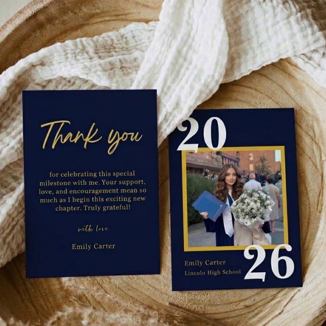 Personalised Navy Bleu Graduation Card Class 2026 (Creator Uploaded)