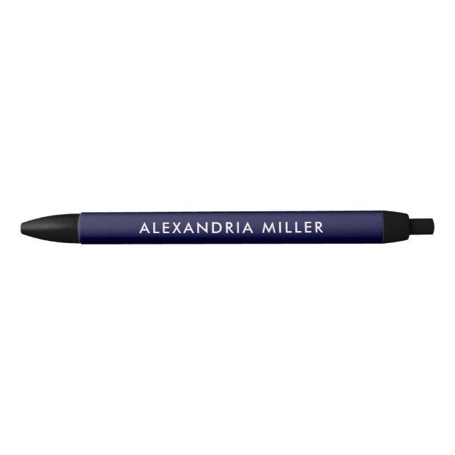 Personalised Navy Blue and White Modern Ink Pen (Front)