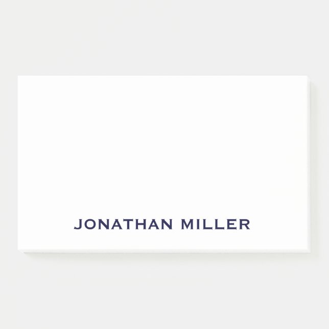 Personalised Navy Blue and White Monogram 10x6 Post-it Notes (Front)