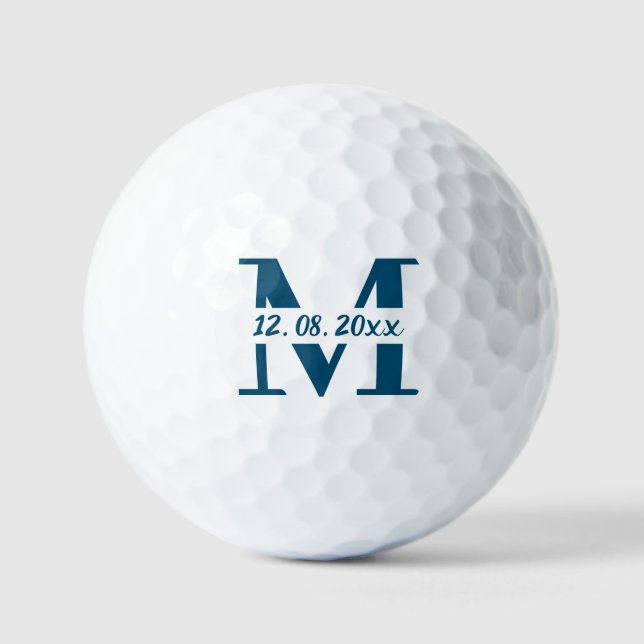 Personalised Navy Blue and white Name signature  G Golf Balls (Front)