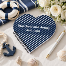 Personalised Navy Blue and White Striped Wedding