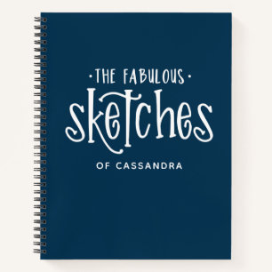 Personalised Navy Blue Artist Sketchbook With Name Notebook