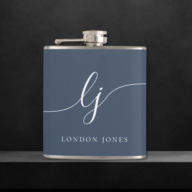 Personalised Navy Blue Bachelorette Hip Flask (Creator Uploaded)