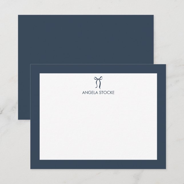 Personalised Navy Blue Bow Card (Front/Back)