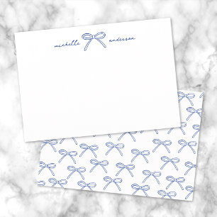 Personalised Navy Blue Bow Name Card