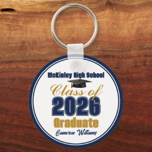 Personalised Navy Blue Class of 2026 Graduation Key Ring