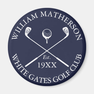 Personalised Navy Blue Classic Golf Club Name Magnet