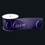 Personalised Navy Blue Elegant Name Satin Ribbon<br><div class="desc">Elegant navy blue personalised gift wrapping ribbon. Perfect for a special birthday party.</div>