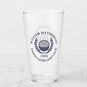 Personalised Navy Blue Golf Club Name Glass
