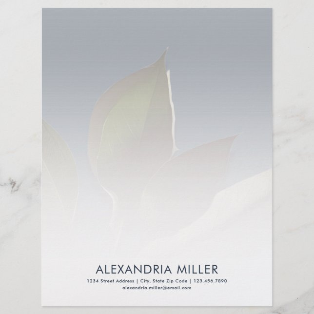 Personalised Navy Blue Greenery Stationery Custom Letterhead (Front)