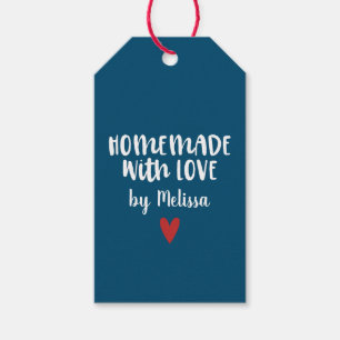 Personalised Navy Blue Homemade With Love Heart Gift Tags