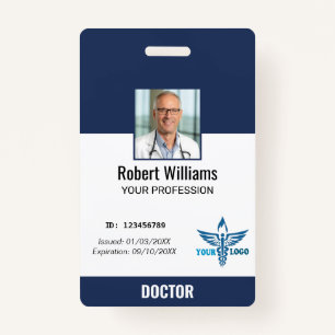 Personalised Navy Blue Hospital Employee Photo ID ID Badge