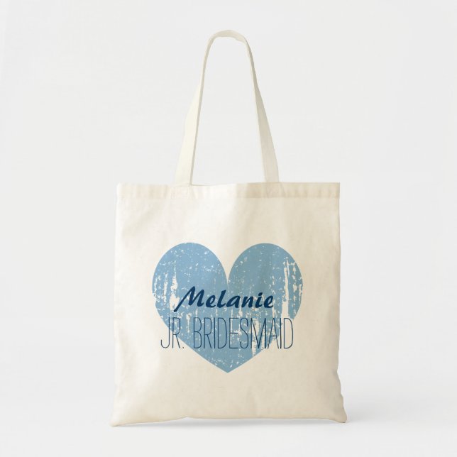 Personalised navy blue junior bridesmaid tote bag (Front)